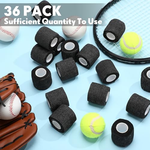 Treela 36 Pcs Self Adherent Bandage 2" X 5 Yard Wrap Breathable - color: Black, size: 2" X 5 Yard