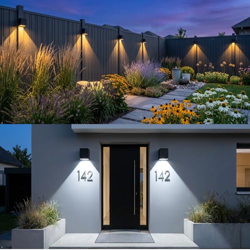 ASLIDECOR Solar Fence Lights Outdoor Waterproof, 2 Modes (Warm/Cool White), IP65 Deck Post Lights, Auto Dusk to Dawn, Easy Install for Railing Patio Garden Stairs (2 Pack)