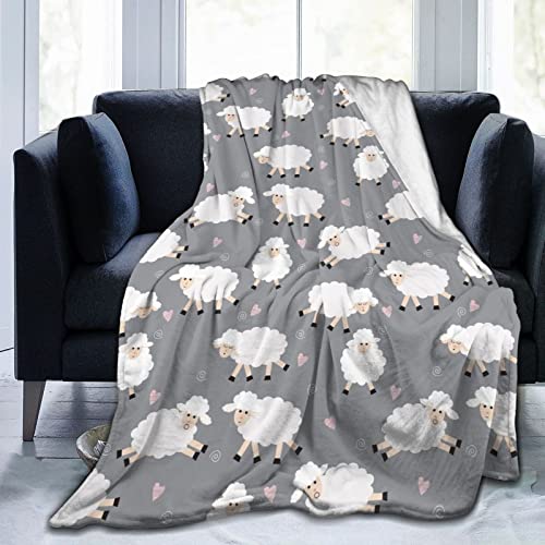 Fleece Blanket Cute Sheep Lightweight Ultra-Soft Micro Throw Blanket for Sofa Couch Bed Camping Travel - Super Soft Cozy Microfiber Blanket 60"X50" - color: Sheep (Grey), size: 60"x50"