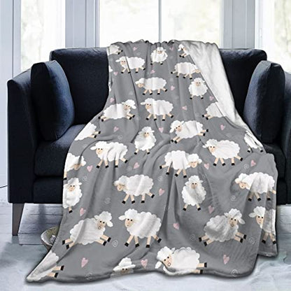 Fleece Blanket Cute Sheep Lightweight Ultra-Soft Micro Throw Blanket for Sofa Couch Bed Camping Travel - Super Soft Cozy Microfiber Blanket 60"X50" - color: Sheep (Grey), size: 60"x50"