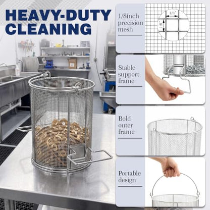 1 Pcs 1/8″ Mesh 5 Gallon Dip and Drain Stainless Steel Part Cleaning Strainer Basket for Buckets Swing Handle for Mechanics Auto Parts Washing Garage Shop & Home Workshop, Bucket Not Included - size: 5 Gallon,1/8″
