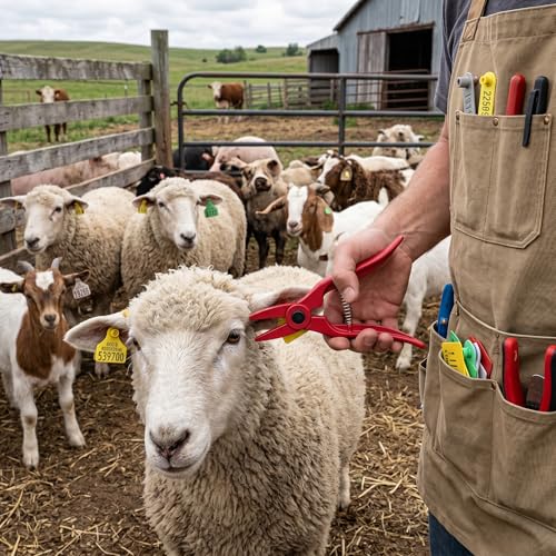 Universal Livestock Ear Tag Pliers, Folding Tagger Puncher Applicator for Goat, Sheep, Lamb, Cattle