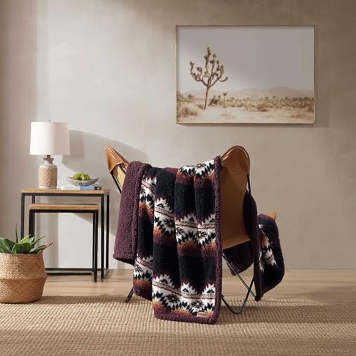Wrangler - Blanket, Super Soft Bedding with Sherpa Reverse, Yellowstone Inspired Throw Blanket for Couch or Bed (Mountain Fog Brown, 50" x 70") - color: Mountain Fog Brown