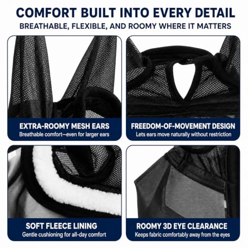 Horse Fly Mask with Ears & Detachab Nose Cover, Medium - size: Medium