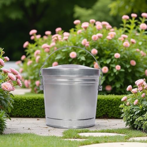 6-Gallon Galvanized Steel Storage Can with Locking Lid，Resistant Storage Can for Home & Garden