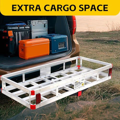 MaxxHaul 70108 Aluminum Cargo Carrier With High Side Rails- Trailer Hitch Mount For RV's, Trucks, SUV's, Vans, Cars With 2" Hitch Receiver - 500-lb Load Capacity, Grey, 49" x 22.5" - style: Cargo Carrier