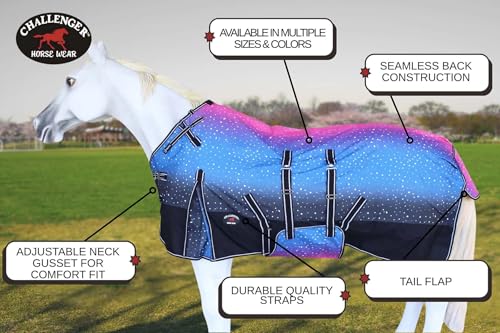 Challenger 1200D Turnout Waterproof Rain Horse Sheet Light Winter Blanket 391B - color: Galaxy, size: 60 inches
