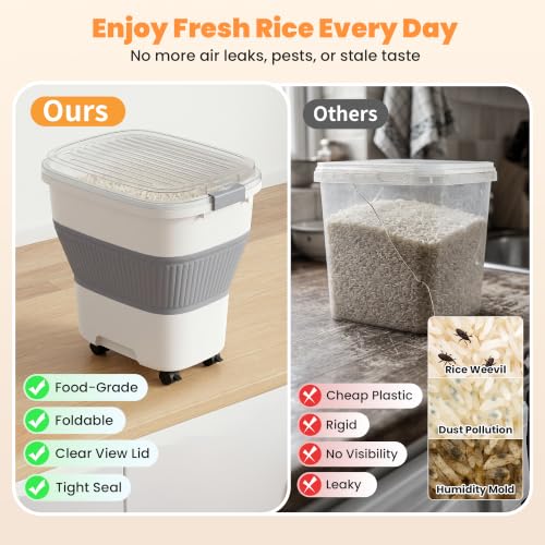 50 Lbs Rice Container, Collapsible Dog Food Storage Container - color: 50 lbs