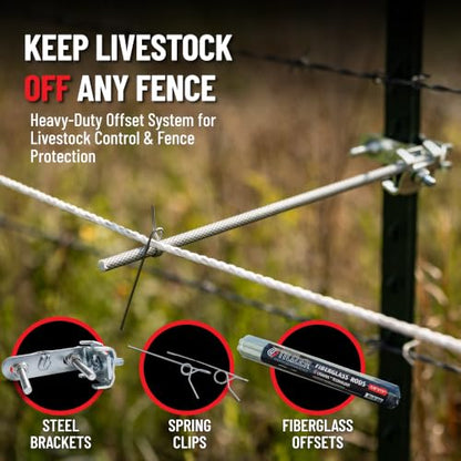 Utilizer Electric Fence Extension Stand-Off Kit – 1/8 Mile T-Post Bundle - size: 15"Rods - 1/8 Mile