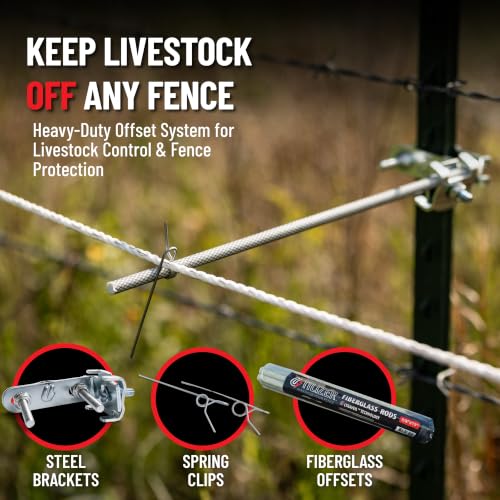 Utilizer Electric Fence Extension Stand-Off Kit – 1/2 Mile T-Post Bundle - size: 30"Rods - 1/2 Mile