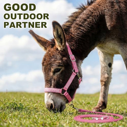1 Set Mini Donkey Halter with Lead Rope Adjust, Pink - color: Pink