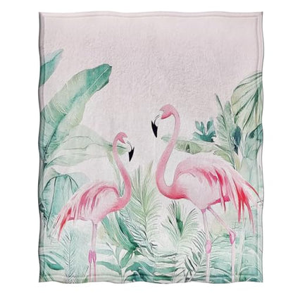 Jekeno Flamingo Gifts Blanket Tropical Palm Leaves Throw Blanket - color: Flamingo Pink 1, size: 50"x60"