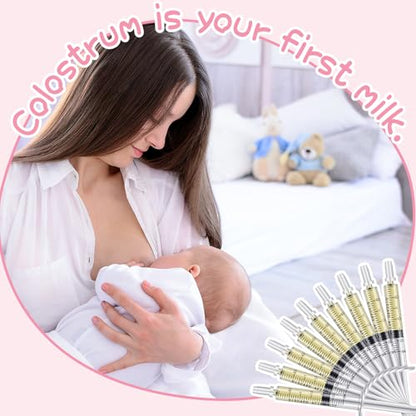 Trelaco Colostrum Collector Kit Include Sterile Sealed Breast Milk Syringes with Caps No Needle Colostrum Syringes Stickers 1 Measuring Cup Harvesting Collection for Breastmilk(50 Sets,3 Ml,1 ml) | Sterile Sealed with Caps and Cup, Baby Name Labels, Needl