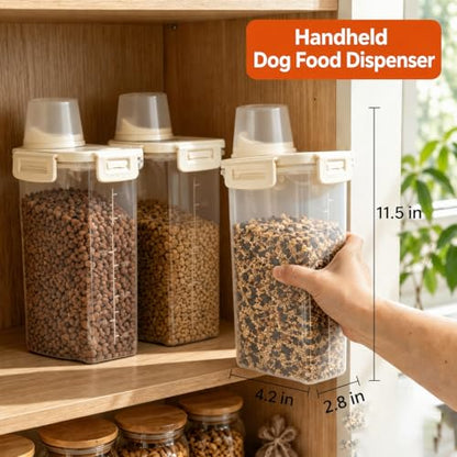 2 Lbs Small Cat Dog Food Storage Container for Bird Seed, Pet Food, 2 Pack - color: Two Beige