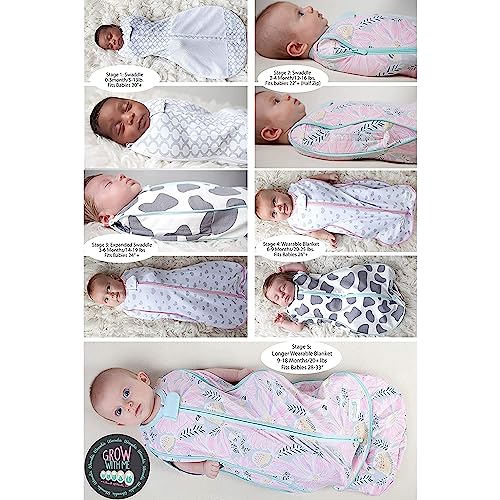 Woombie Grow with Me Baby Swaddle, Convertible Swaddle Fits Babies 0-9 Months, Expands to Wearable Blanket for Babies up to 18 Months, Sleepy Grey Chevron - color: Sleepy Grey Chevron, style: Grow With Me