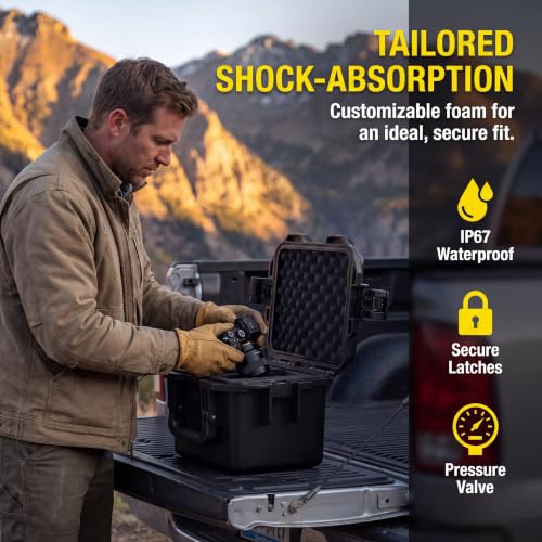 MEIJIA Premium Waterproof Hard Compact Camera Case,Hard Protective Case with customizable fit foam,Full Protection with Light&Convenient Design,Elegant Black (11.8"x9.82"x7.75") - size: 11.8"x9.82"x7.75"