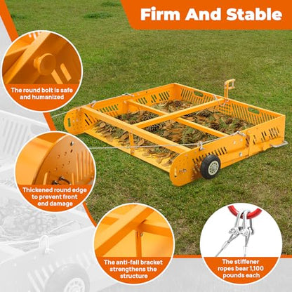2-in-1 Horse Paddock Cleaner &Tow Behind Trailer, Yard Sweeper for ATV UTV