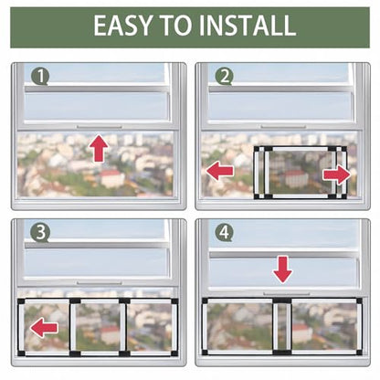 [MEASURE FIRST] FLYZZZ Window Screen, FIXED 19.68" HEIGHT, Fits Window Opening Width 28" to 52", Adjustable Sliding Screen Insert, Large, 2-Pack - color: 2 Packs, size: 19.68 Inches High By 28-52 Inches Wide