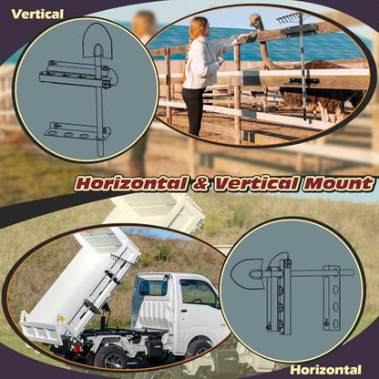 TOPOWN Heavy Duty 4-Hole Truck Bed Shovel Holder, Dump Trailer Tool Rack