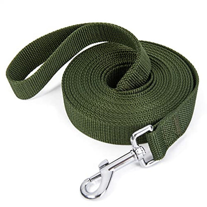 Strong Durable Nylon Dog Training Leash, 1 Inch Wide Traction Rope, 6 ft 10ft 15ft Long, for Small and Medium Dog (Military Green, 15 Feet) - color: Military green, size: 15 Feet