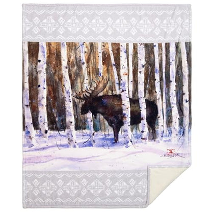 Carstens, Inc. Dean Crouser Plush Sherpa Fleece Oversized Throw Blanket 54" x 68", A Moment's Rest - color: A Moment's Rest