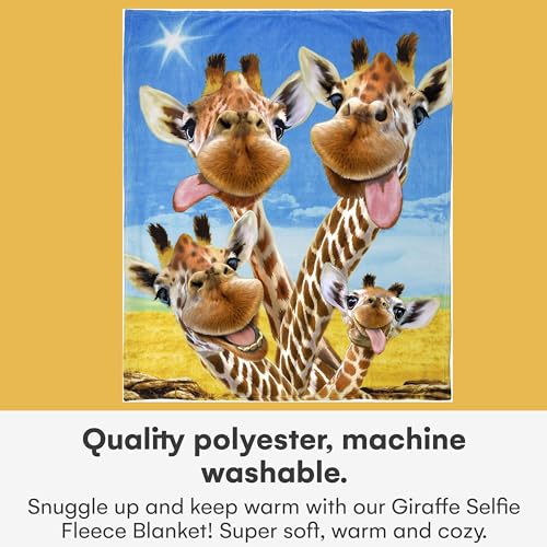 Dawhud Direct Giraffe Fleece Throw Blanket, 50" x 60", Polyester, Animal Print, Multicolor, Unisex, Adult/Kid, Winter, Durable, Camping, Gift