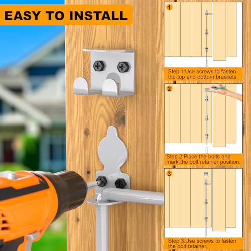 24" Cane Bolt Drop Rod for Gate, Silver Heavy Duty Gate Latch 2 Pack - color: 24"-Silver, size: 2 Pack