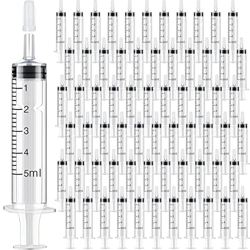 Zhengmy 100 Pack Bulk Plastic Syringe with Slip Tip, 5 ml
