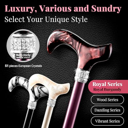 Merry Sticks Rhinestone Foldable Walking Cane for Women Men, Royal Burgundy - color: Royal Burgundy, size: Classic Grip