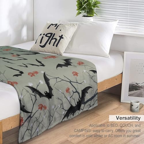 Bat Flowers Fleece Throw Blanket for Couch Adults Teens 40" X 50" - color: Bat Flowers, size: 40x50 inch