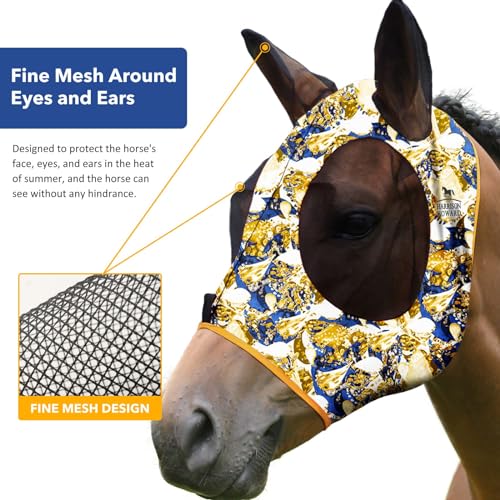 Harrison Howard Super Comfort Stretchy Fly Mask Large Eye Space with UV Protection Soft on Skin with Breathability Fly Mask -Luxe Vibe - color: Luxe Vibe, size: Cob (Medium)