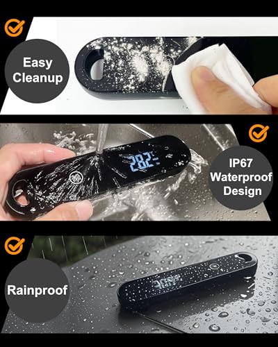 Charmline Meat Thermometer | 180° Auto-Rotating LED Display, 0.5-Second Read, Dual-battery Design, IP67 Waterproof and Dustproof