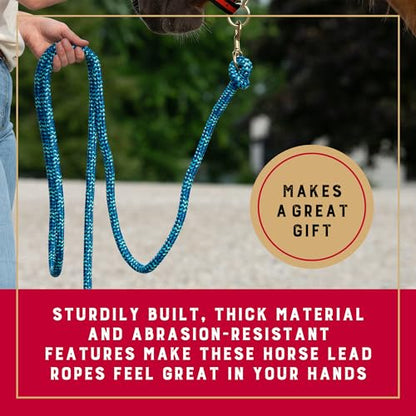 Weaver Equine 10' Performance Lead Rope, Brass-Plated Snap - color: Navy/Royal Blue/Turquoise