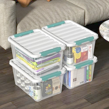 20 Quart Clear Storage Box, Plastic Latching Bins with Lids, 4 Pack - size: 20 Qt