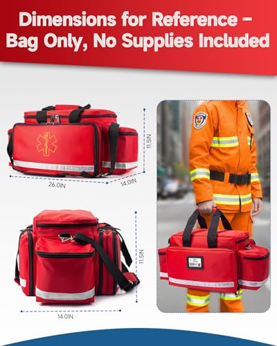 26" Large First Aid Bag Empty, Medical Supplies Bag for EMS & Nurses