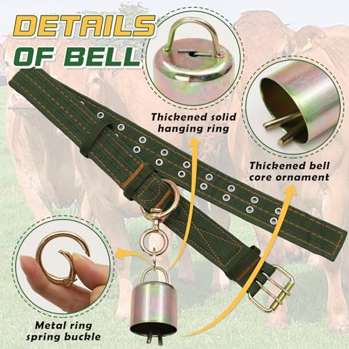 51.2 Inch Heavy Duty Adjustable Cow Collar with Anti-Lost Cow Bell - size: 51.2 Inch