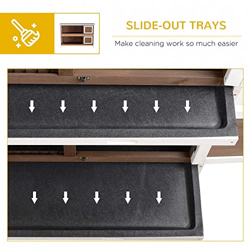 PawHut 54" 2-Story Large Rabbit Hutch Bunny Cage, Lockable Doors Brown - color: Coffee Brown