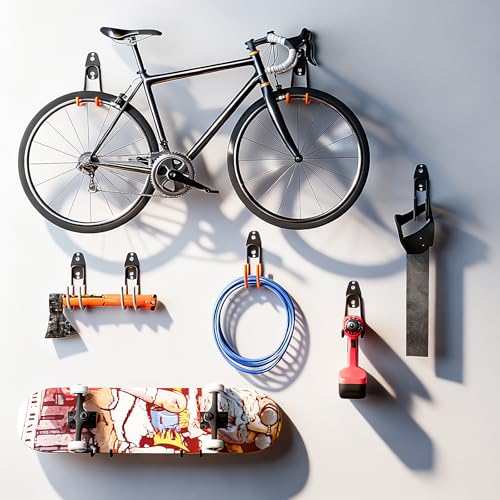 GeeWatom Garage Storage Utility Hooks，Garage Garden Tool Organizer，Steel Wall Mount Hooks, Large Garden U Hooks （2 Pack） - color: Orange