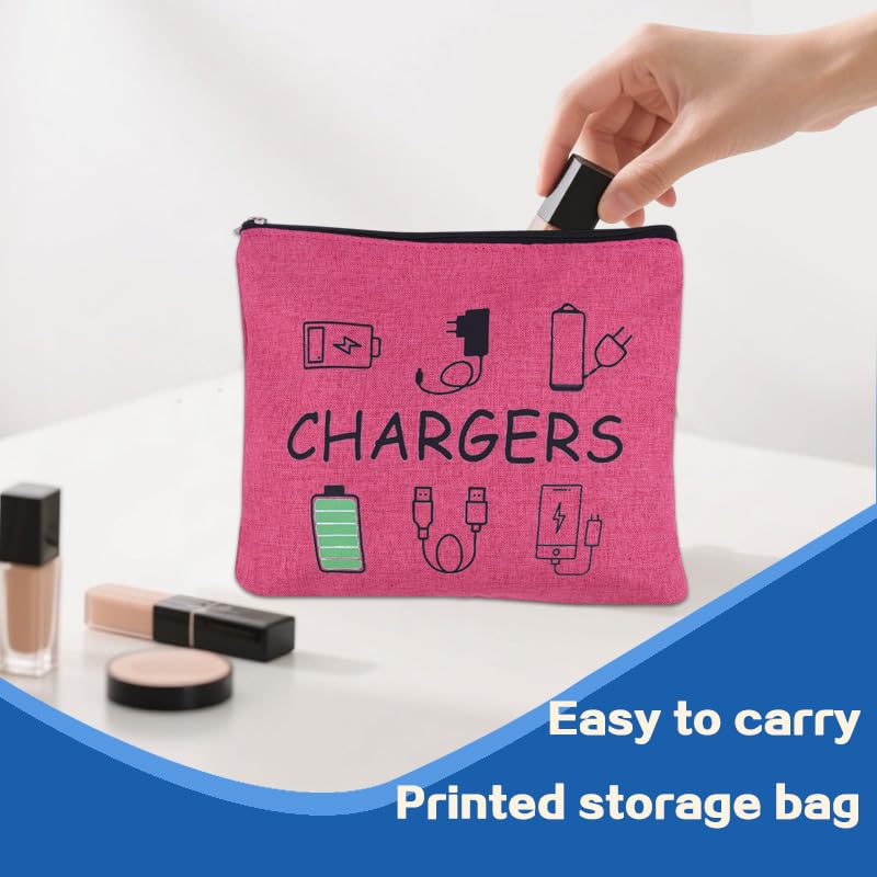 ShiQiao Spl Chargers Cables Storage Bag Travel Cable Storage Organizer Bag Chargers Makeup Cosmetic Bag Pouch Electronic Charging Organizer for Women Birthday Christmas Gift for Daughter Friend - style: Pink Charger