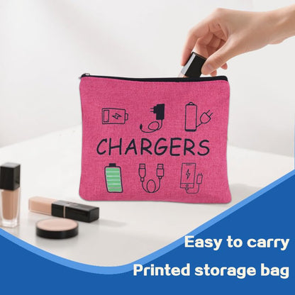 ShiQiao Spl Chargers Cables Storage Bag Travel Cable Storage Organizer Bag Chargers Makeup Cosmetic Bag Pouch Electronic Charging Organizer for Women Birthday Christmas Gift for Daughter Friend - style: Pink Charger