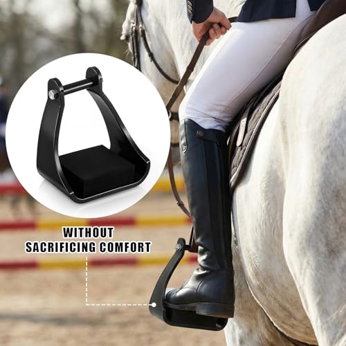 Sadnyy 2 Pcs Polymer Trail Stirrups 2.5" Cushioned Trail Stirrups Endurance Horse Riding Tools Foam Pad Footbeds for Riding Safety Climb Long Rides