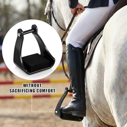 Sadnyy 2 Pcs Polymer Trail Stirrups 2.5" Cushioned Trail Stirrups Endurance Horse Riding Tools Foam Pad Footbeds for Riding Safety Climb Long Rides