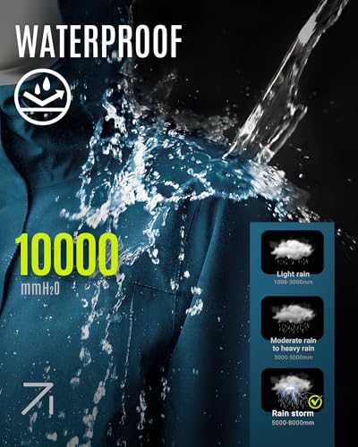 33,000ft Women's Waterproof Rain Jackets Long Rain Coats with Hood - color: Ceramic Blue, size: Medium
