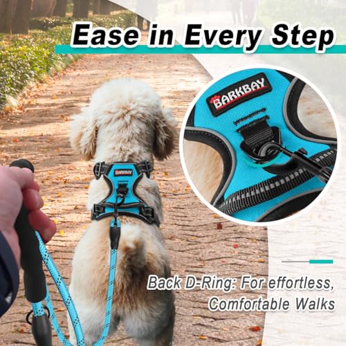 BARKBAY Dog Harness for Small Sized Dog No Pull 2 Leash Clips Dog Vest - color: Blue, size: X-Small