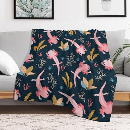 Cute Axolotl Fleece Throw Blanket for Couch Adults Teens 40" X 50" - color: Axolotl, size: 40x50 inch