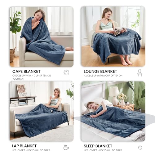 Electric Heated Blanket Twin 62"x84", 8 Heat leavls and 1-8H Auto Off | Fast Heating, Over-Heat Protection&ETL Certification, Soft Flannel Sherpa, Machine Washable, Suitable for Bed and Sofa - color: Blue, size: Twin-62" x 84"