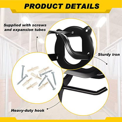 Dunzy 6 Pcs Bridle Hook Metal Holder Wall Mount Horse Barn, Black - color: Black