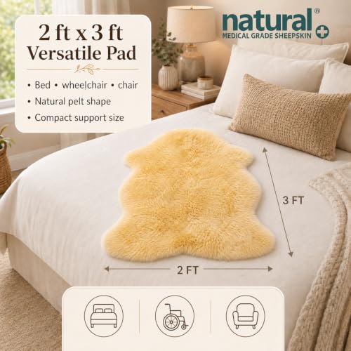Natural Medical Sheepskin Pad, Non-Slip Back, Natural, 24 x 36 in, 1 Pack - color: Natural, size: 24x36 Inch (Pack of 1)