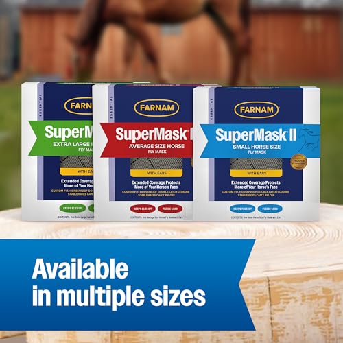 Farnam SuperMask II Horse Fly Mask Basic, Protects Eyes, Large Size - size: Large Horse