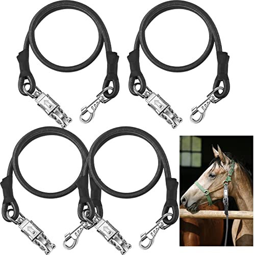 Riakrum 4 Pcs Bungee Horse Trailer Ties with Quick Release Snap,Black - color: Black